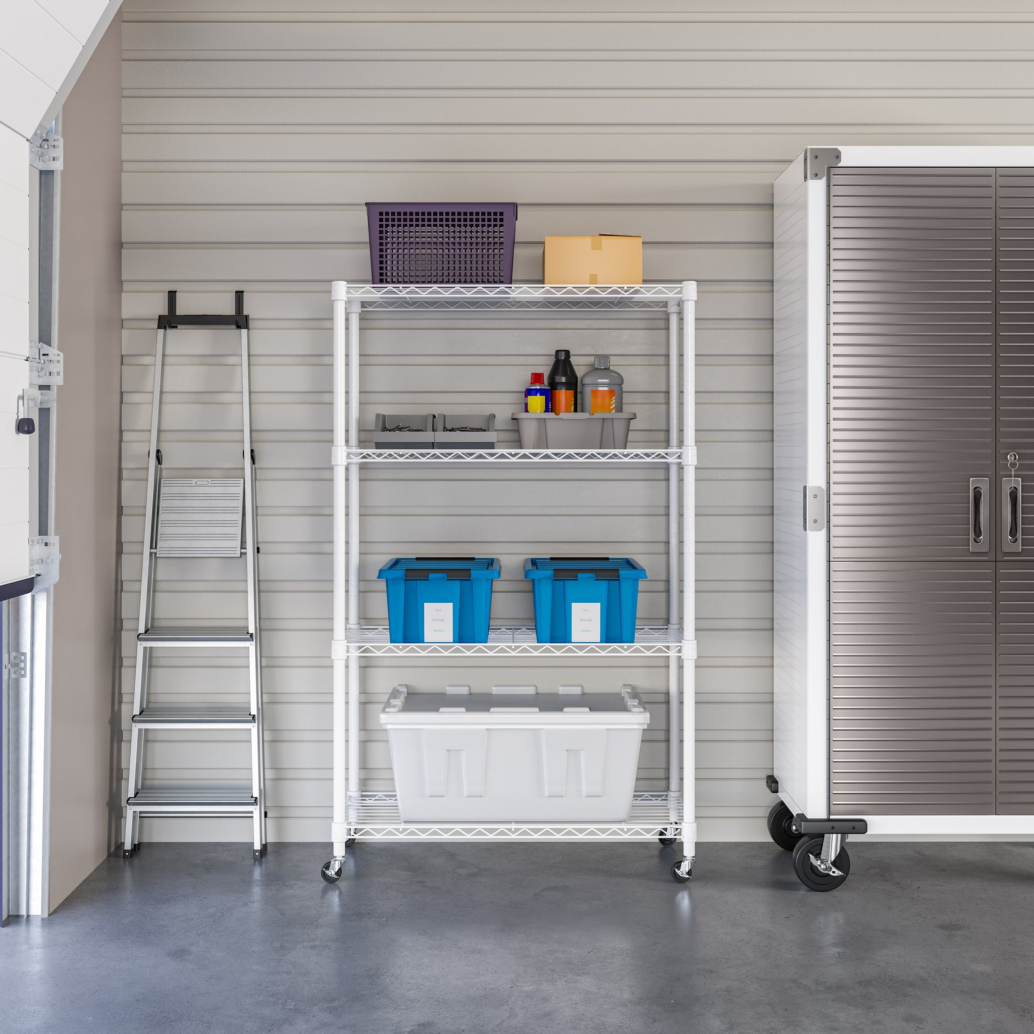 4-Tier NSF-Certified Steel Shelving, White