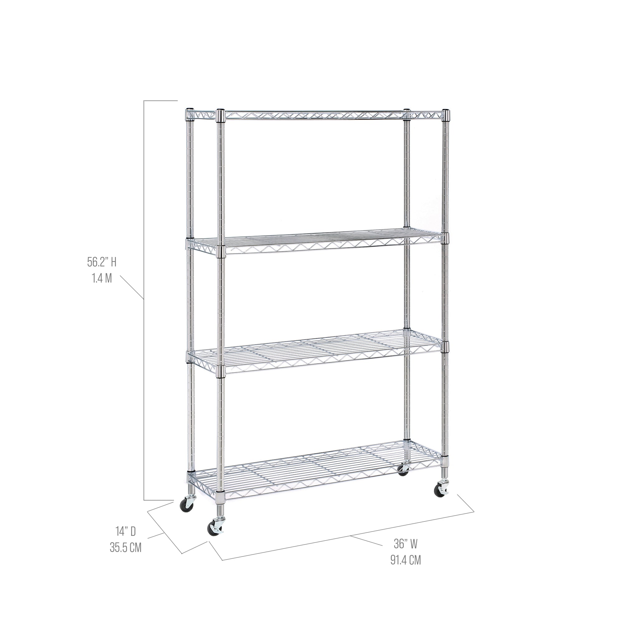 H&O×Nowell Silde-SideShelf 25 4-Tier NSF-Certified Steel Shelving