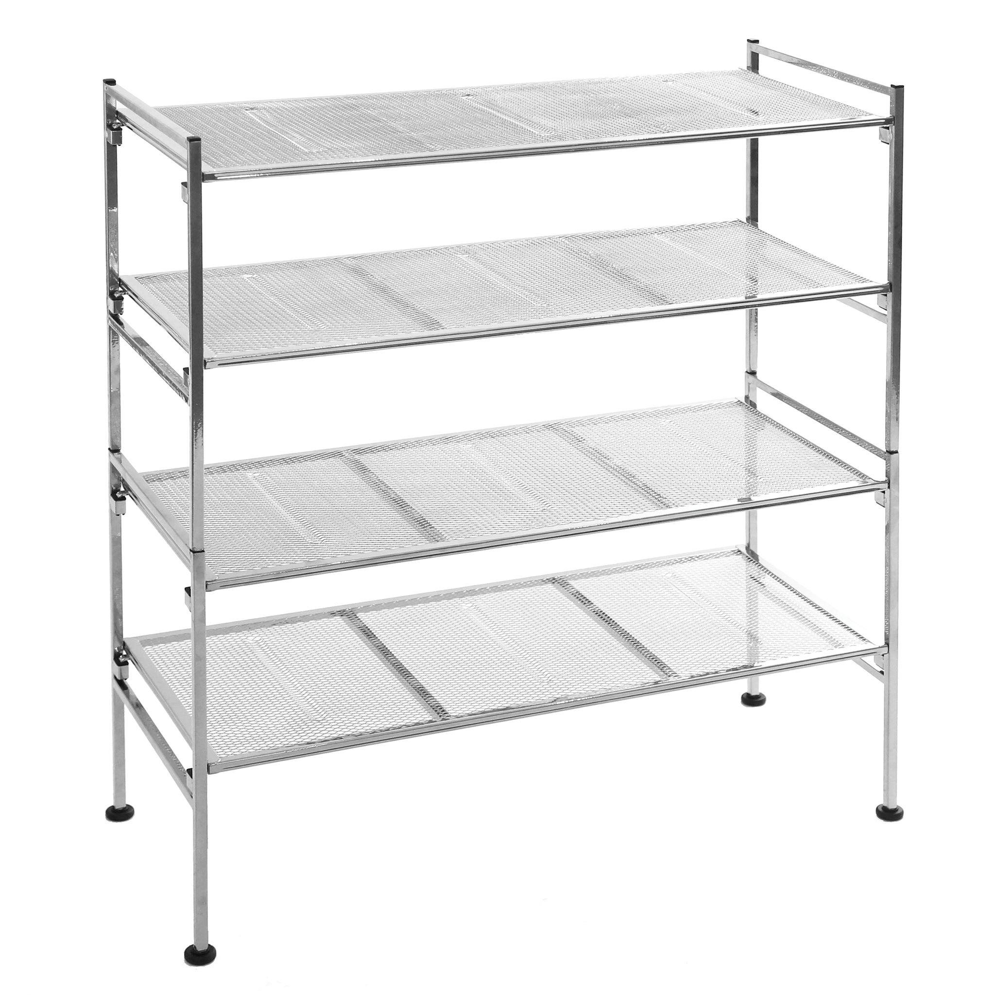 4-Tier Metal Mesh Shoe Rack, Silver
