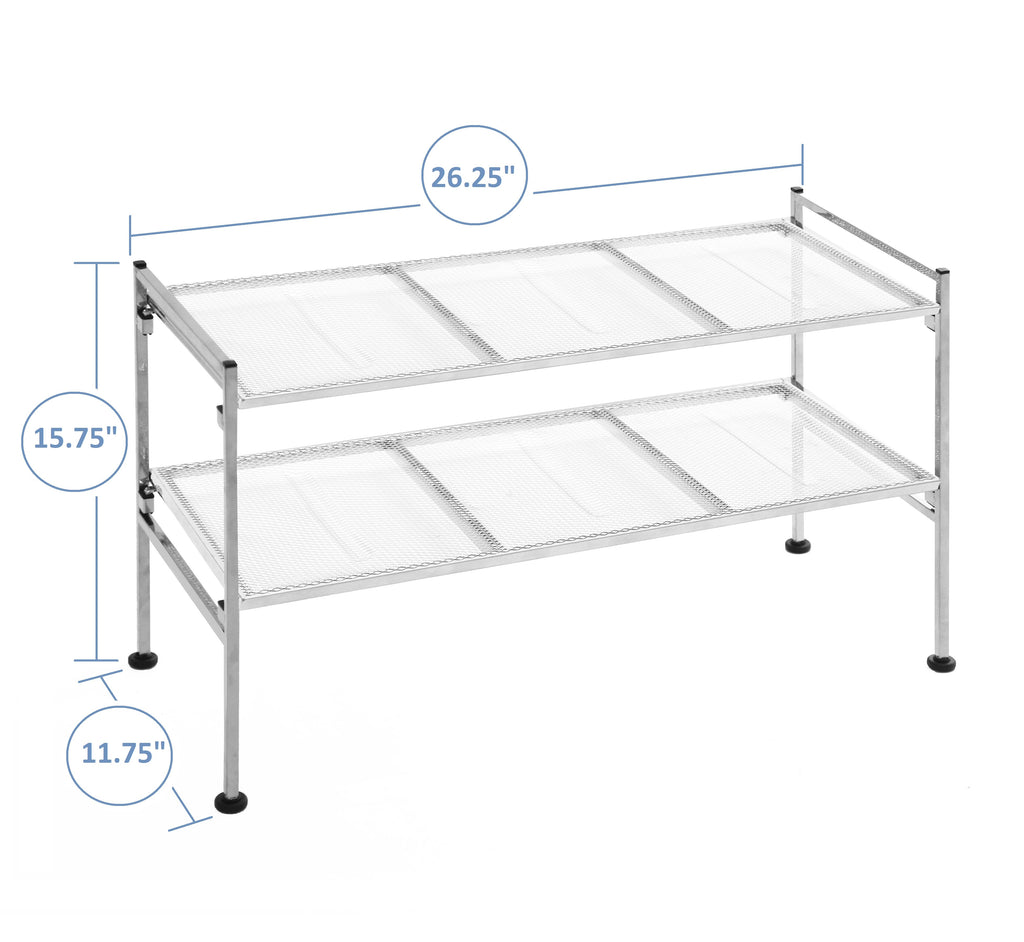 Shoe Rack Silver 4-Tier Metal Mesh Shoe Rack, Silver