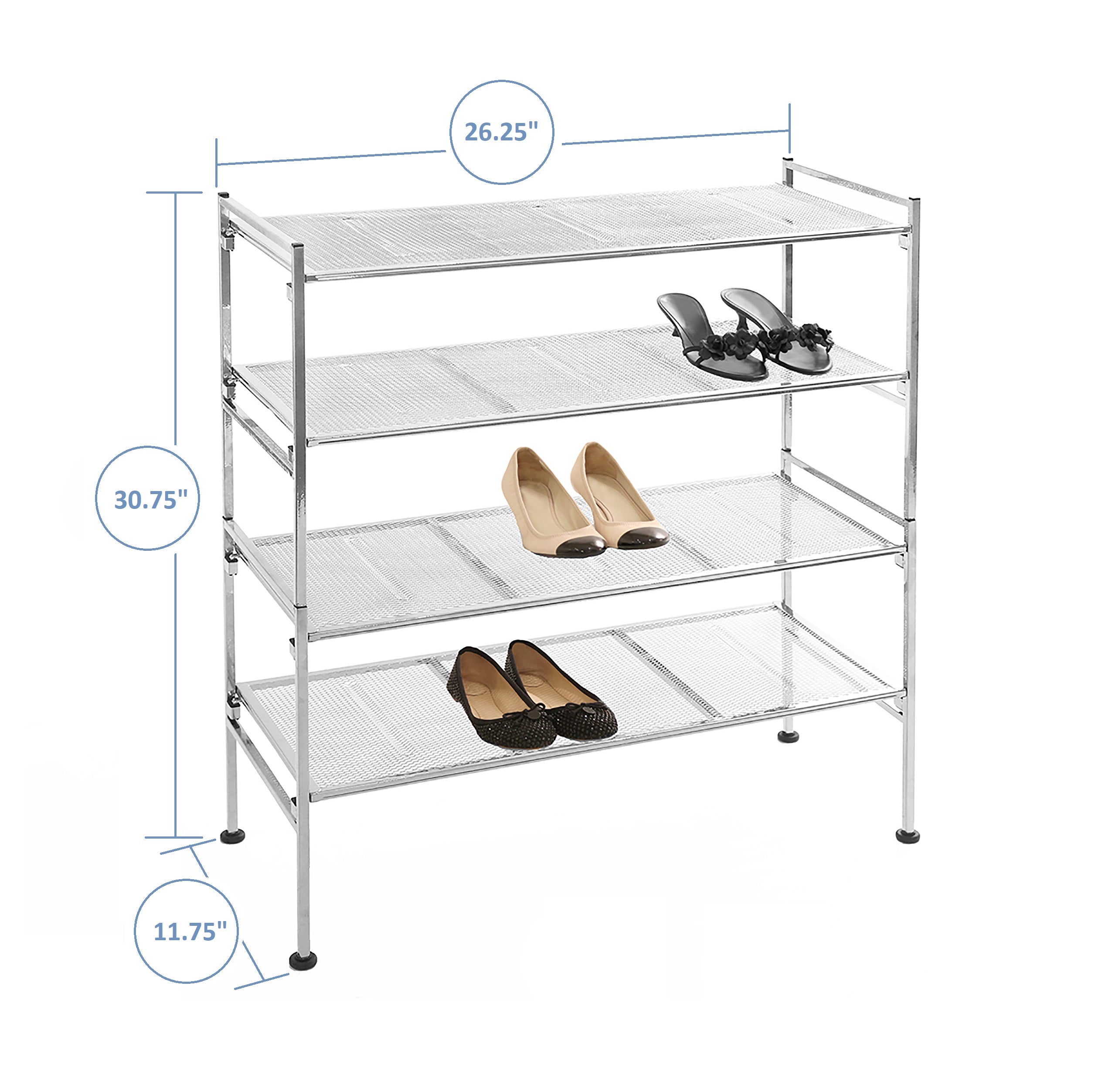 Squared Away™ 3-Tier Perforated Metal Shoe Rack