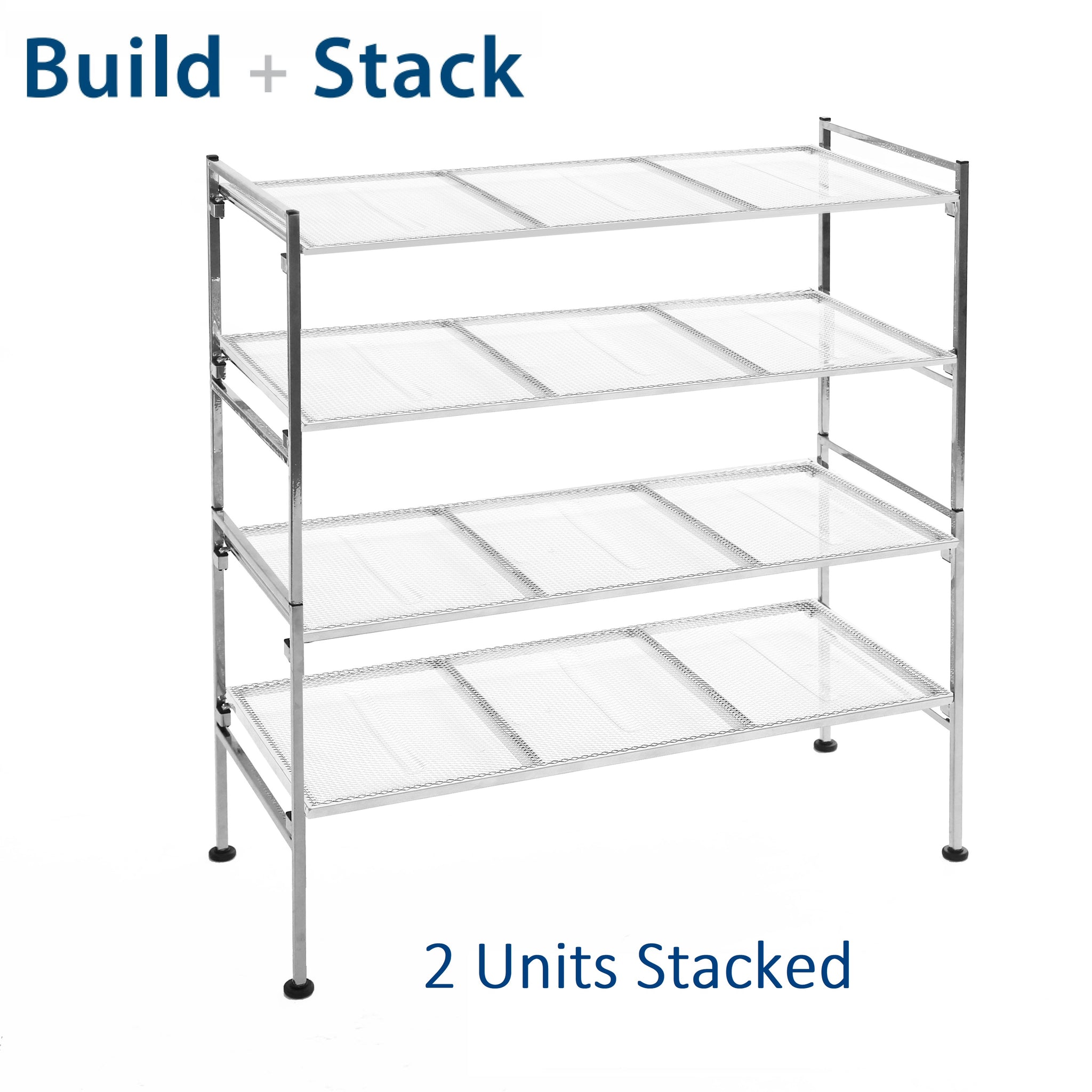 4-Tier Metal Mesh Shoe Rack, Silver