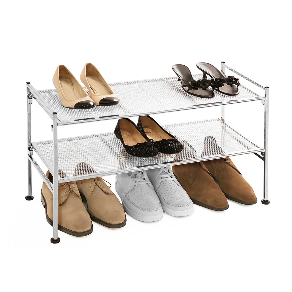 Shoe Rack Silver 4-Tier Metal Mesh Shoe Rack, Silver – Seville Classics