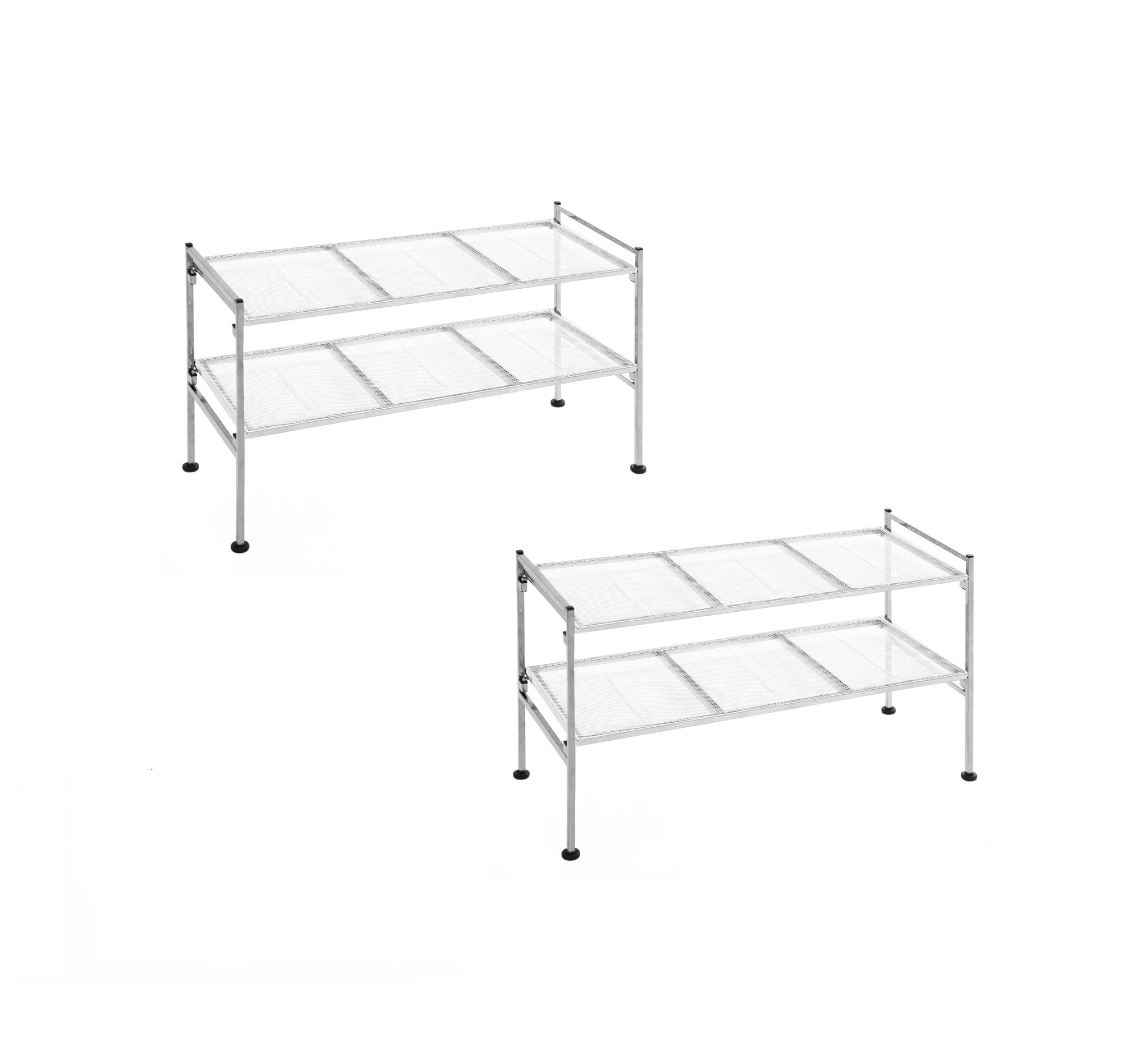 4-Tier Metal Mesh Shoe Rack, Silver