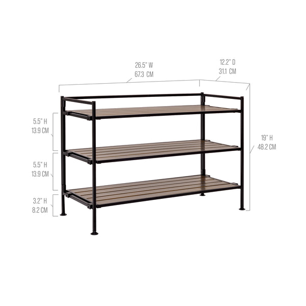 HOME 3-Tier Resin Slatted Shoe Rack
