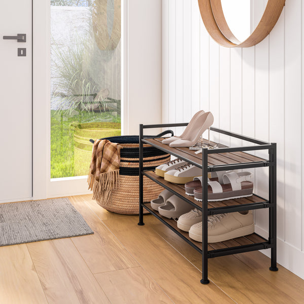 HOME 3-Tier Resin Slatted Shoe Rack