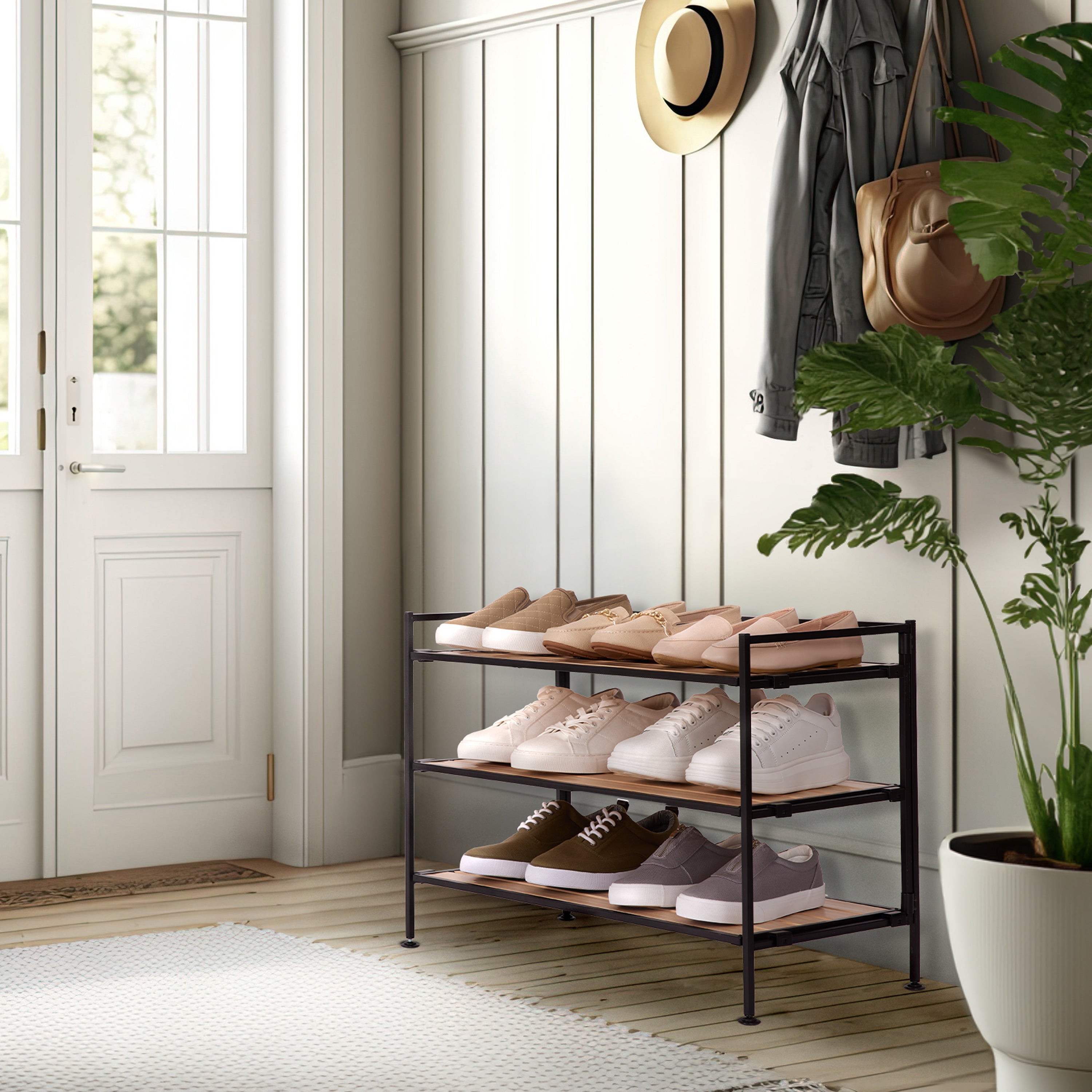 Home Solutions 3 Tier Wooden Shoe Rack