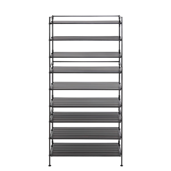 3 stacked espresso shoe racks