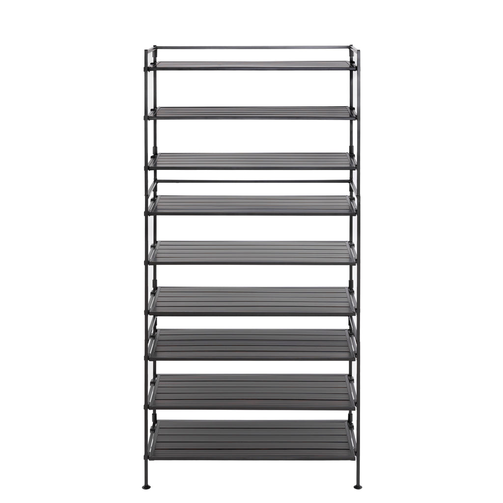 HOME 3-Tier Resin Slatted Shoe Rack, Espresso