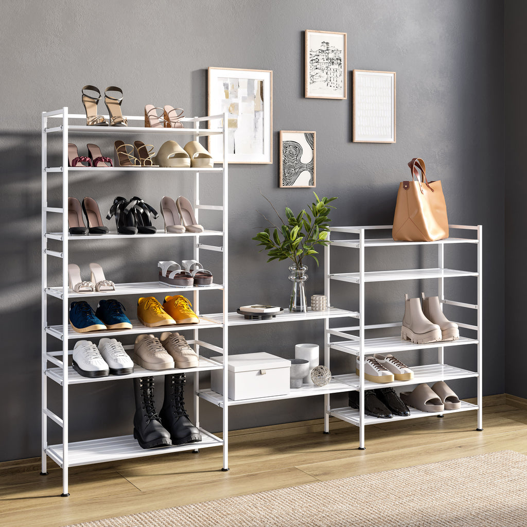 Shoe Rack Slates HOME 3-Tier Resin Slat Shoe Rack, White