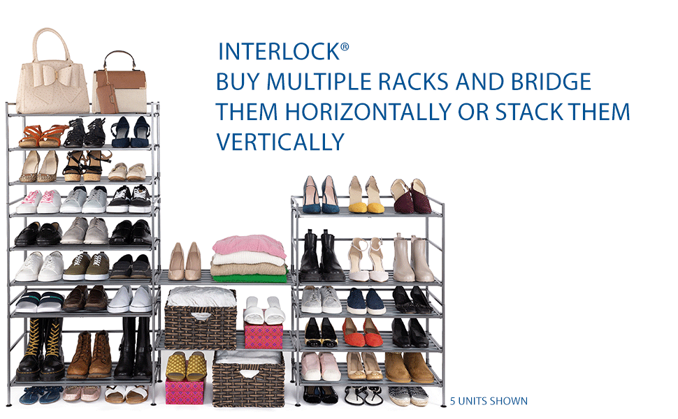 Interlocking Designs Rack 3-Tier Resin Slatted Shoe Rack