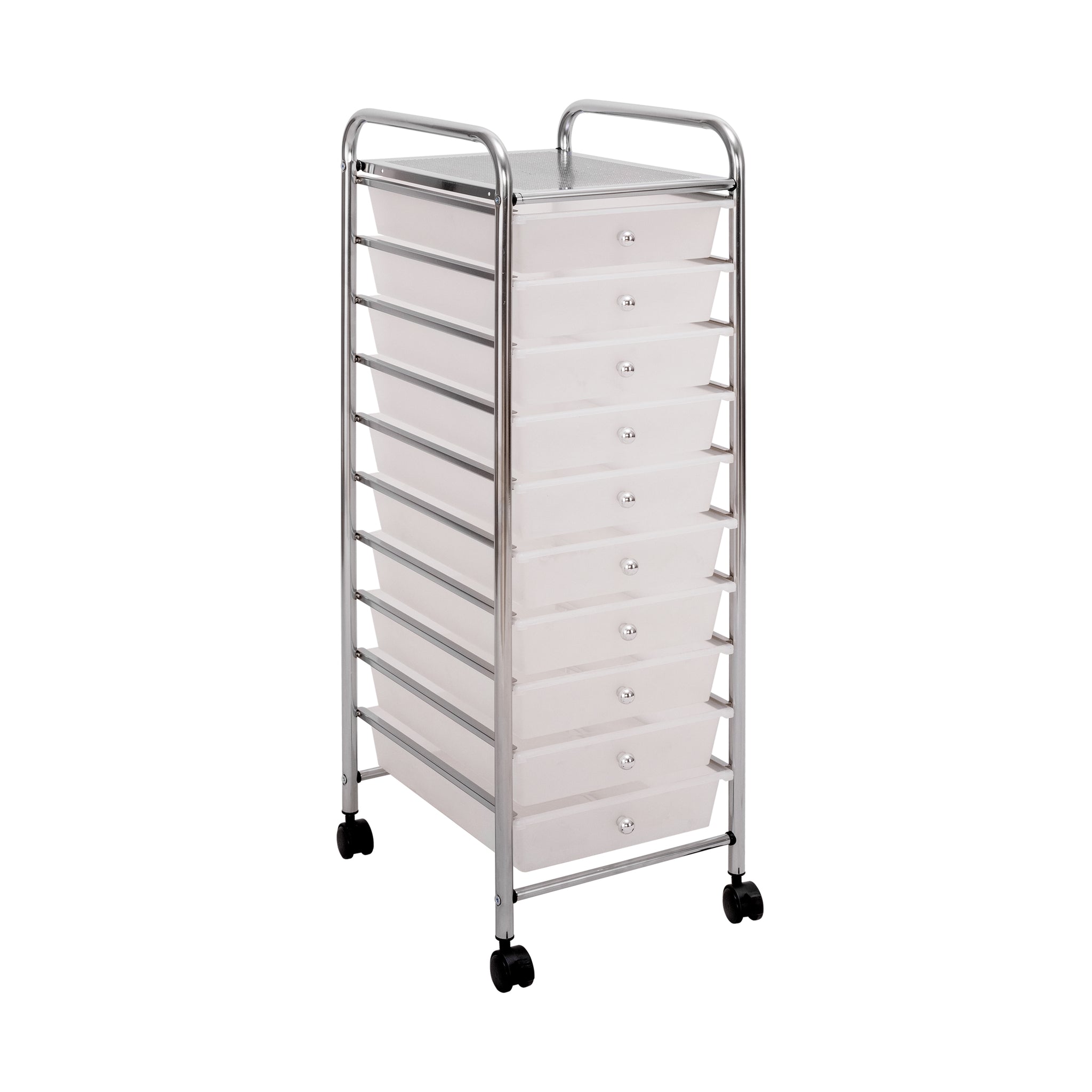10-Drawer Organizer Cart, White