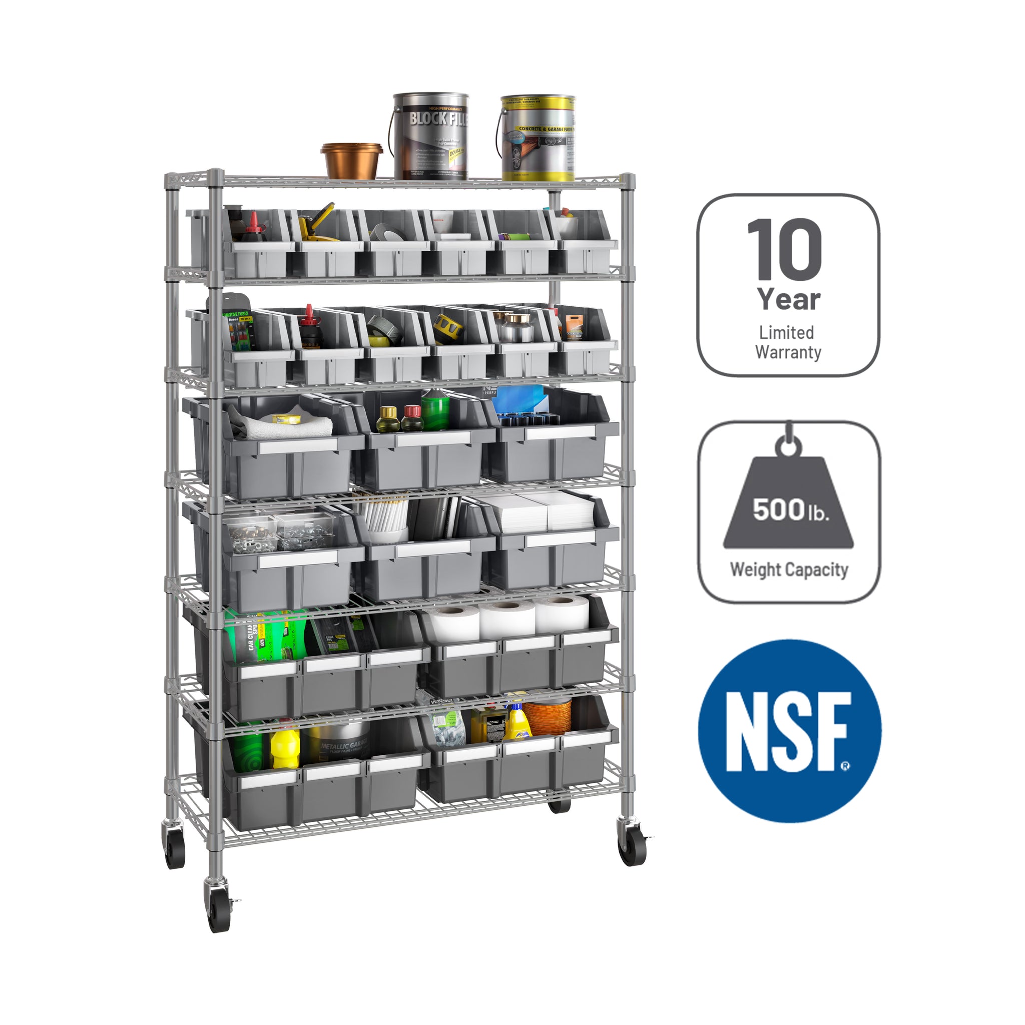 7-Tier NSF-Certified 22-Bin Rack