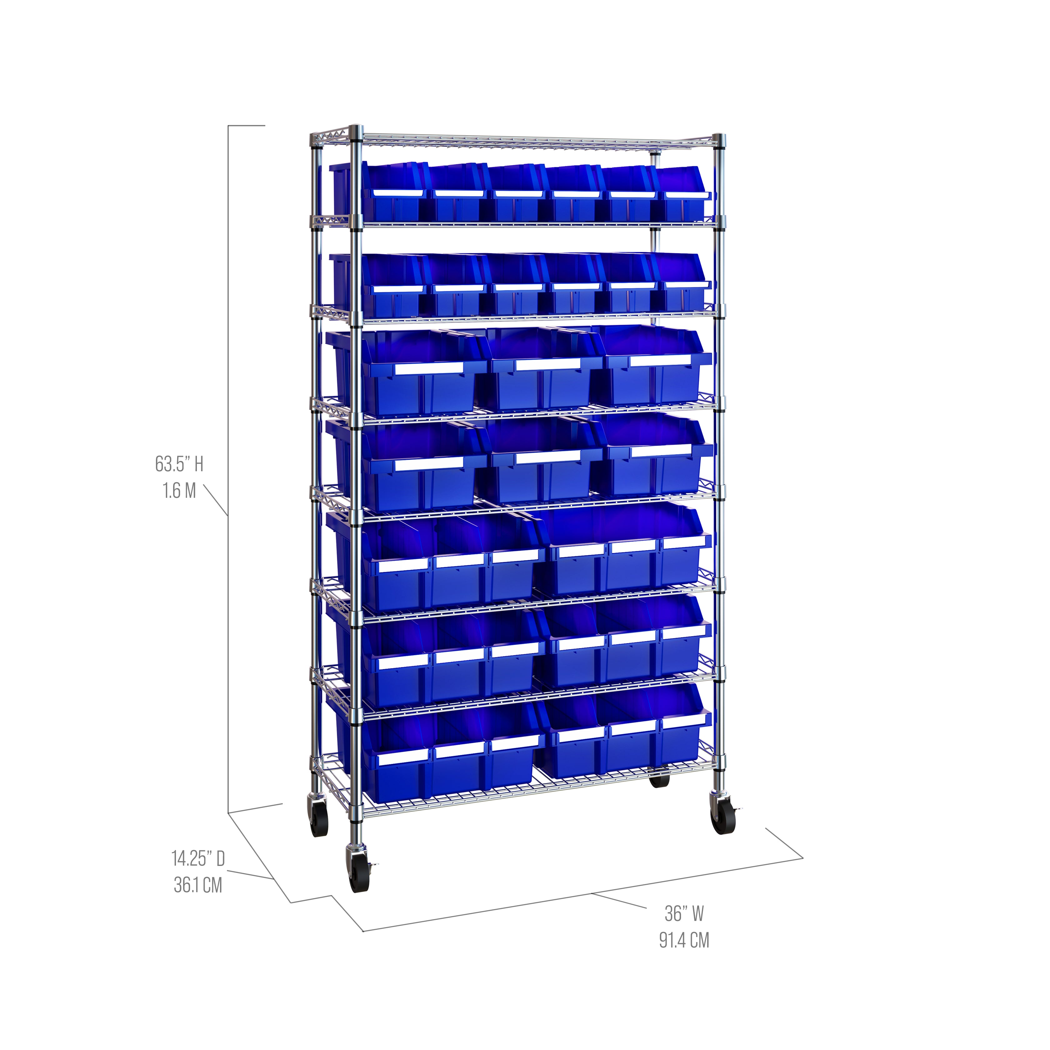 8-Tier NSF-Certified 24-Bin Rack, Blue