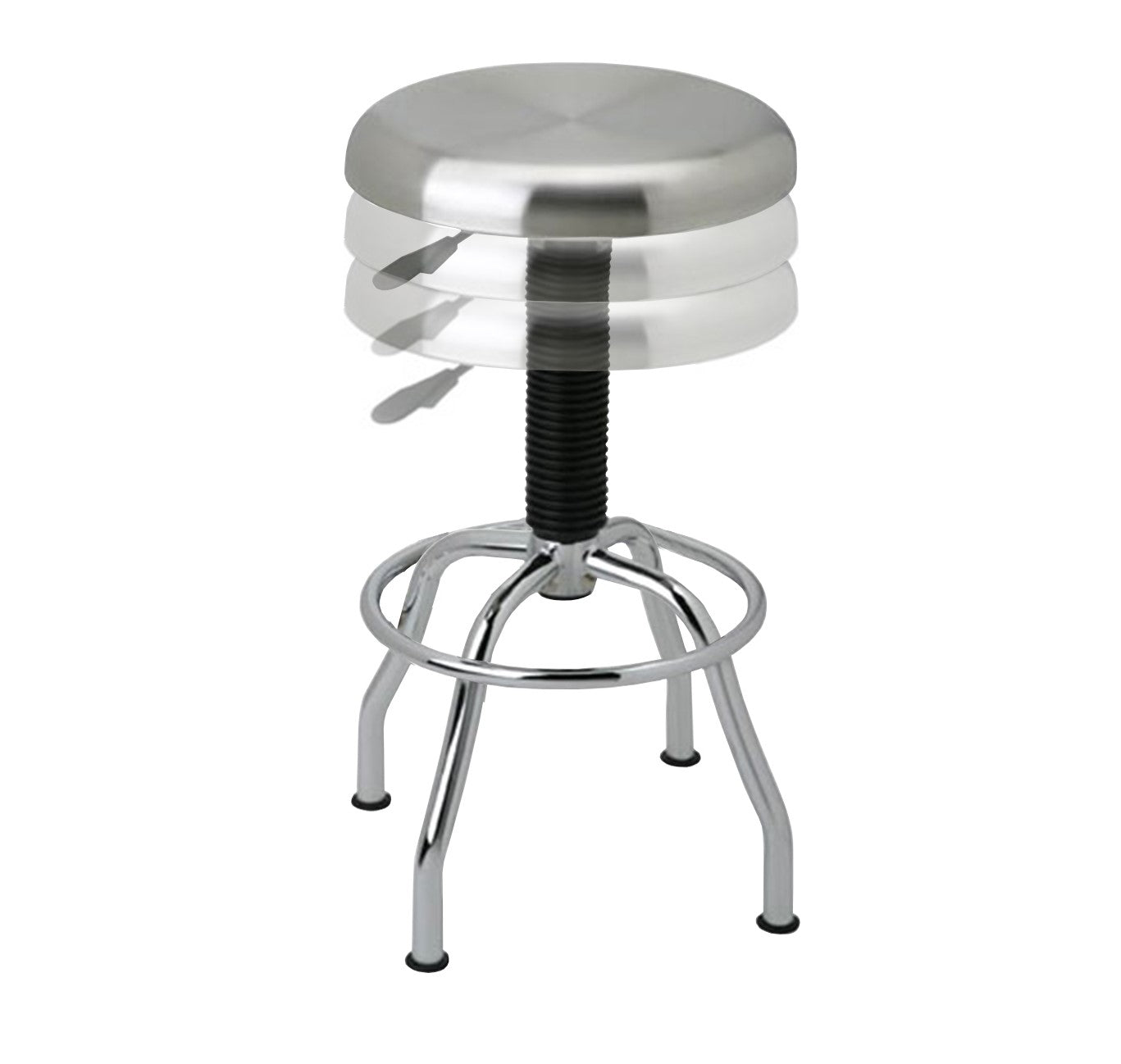 Seville Classics Adjustable Height Swivel Bar Stool, Silver