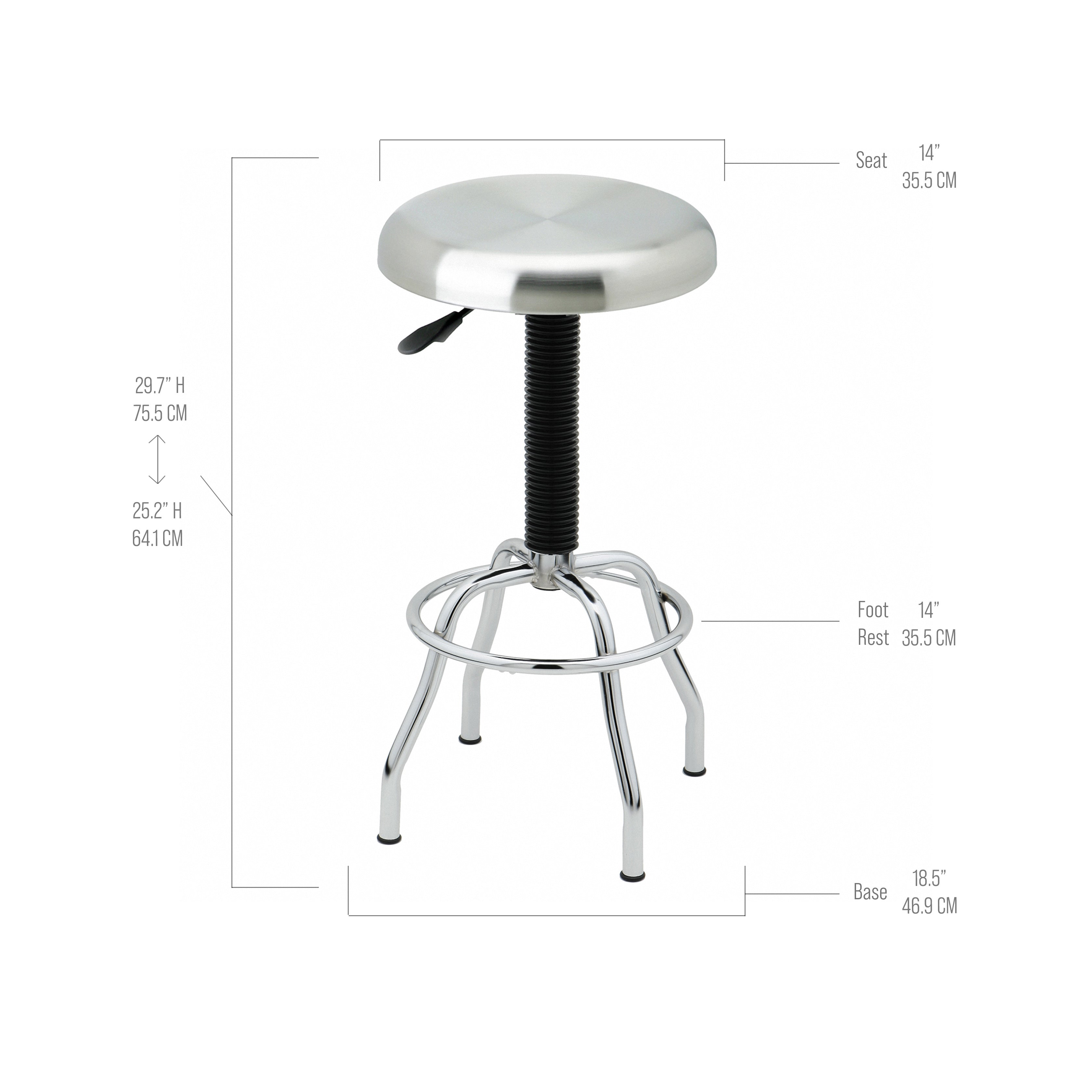 Stainless Steel Seat Pneumatic Adjustable Work Stool