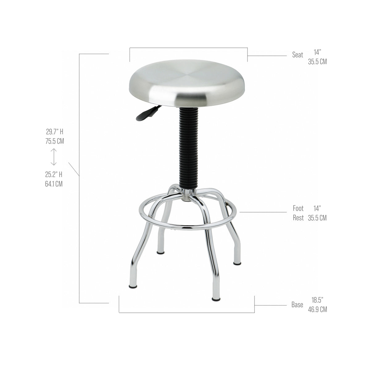 Stainless Steel Seat Pneumatic Adjustable Work Stool