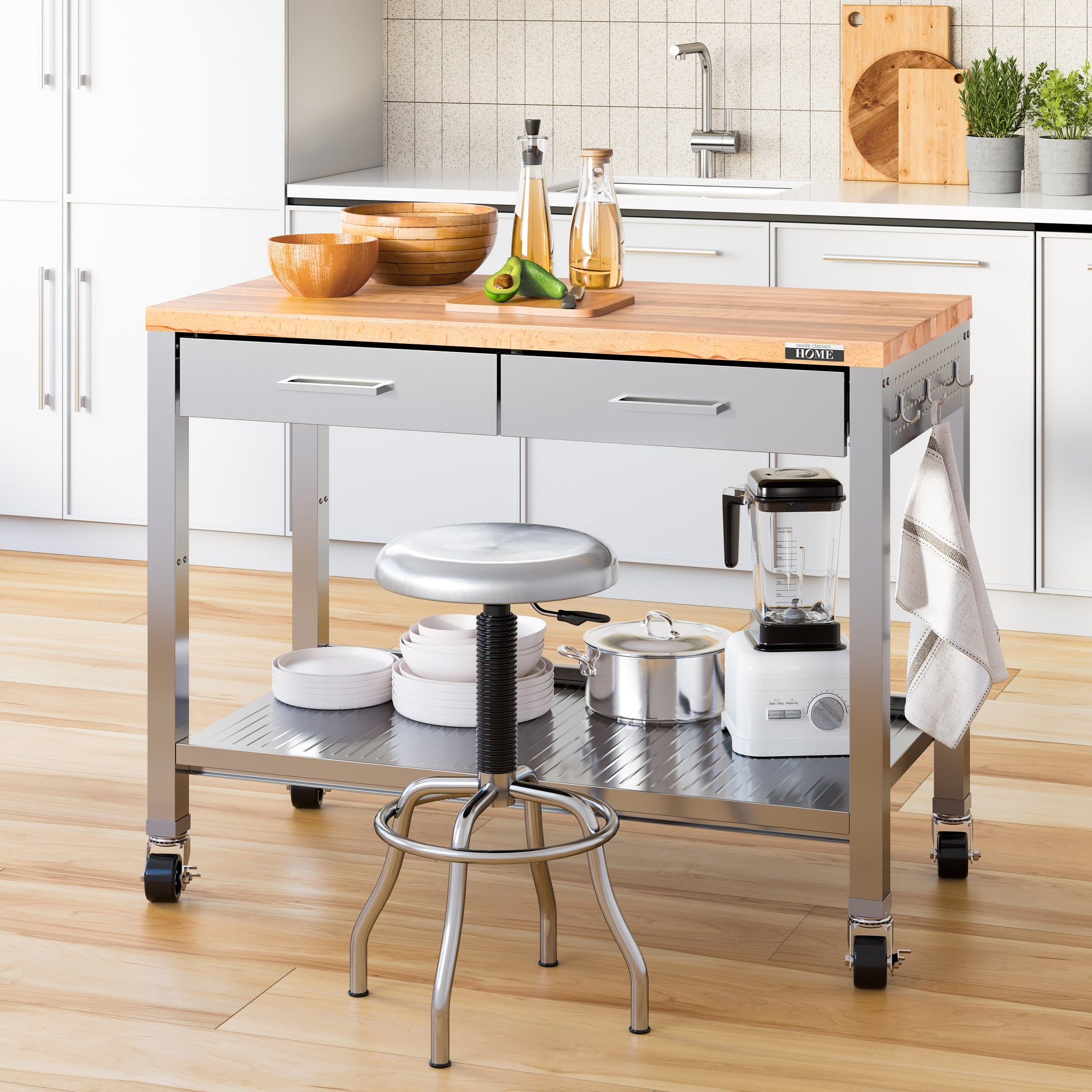Stainless Steel Seat Pneumatic Adjustable Work Stool