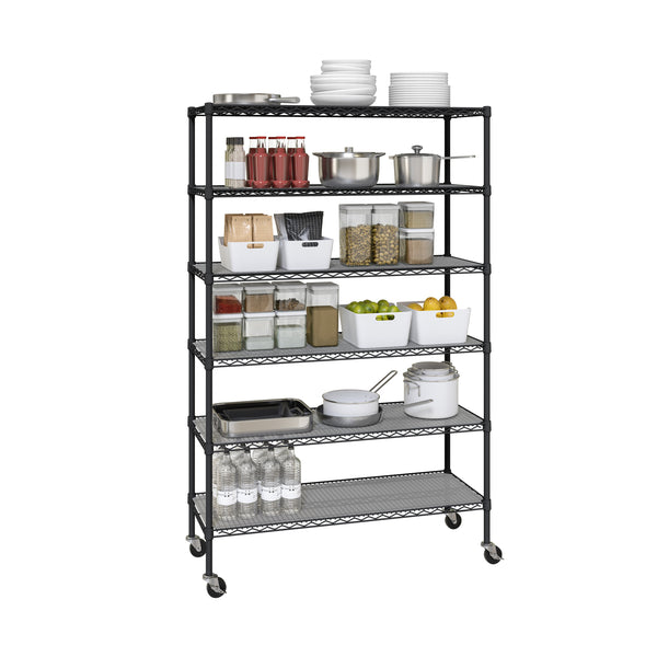 Graphite shelf propped with kitchenware