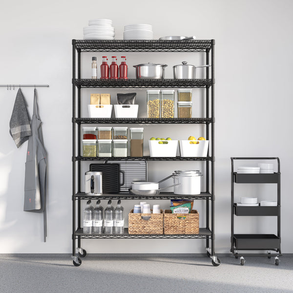 Graphite shelf propped with kitchenware