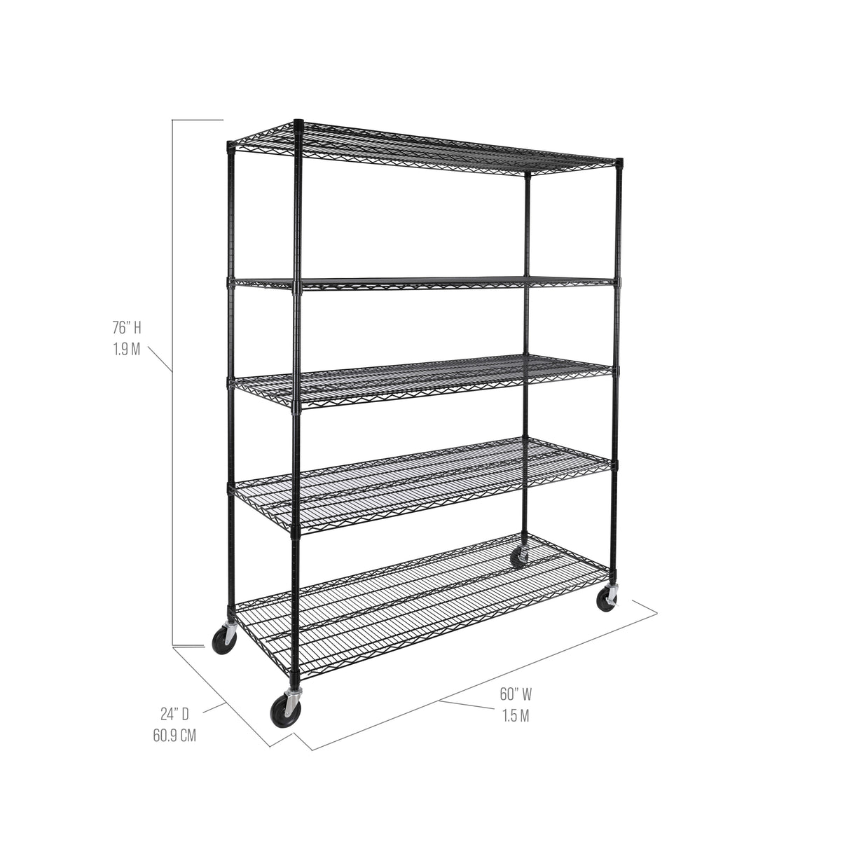 UltraDurable® 5-Tier NSF-Certified Steel Shelving, Black