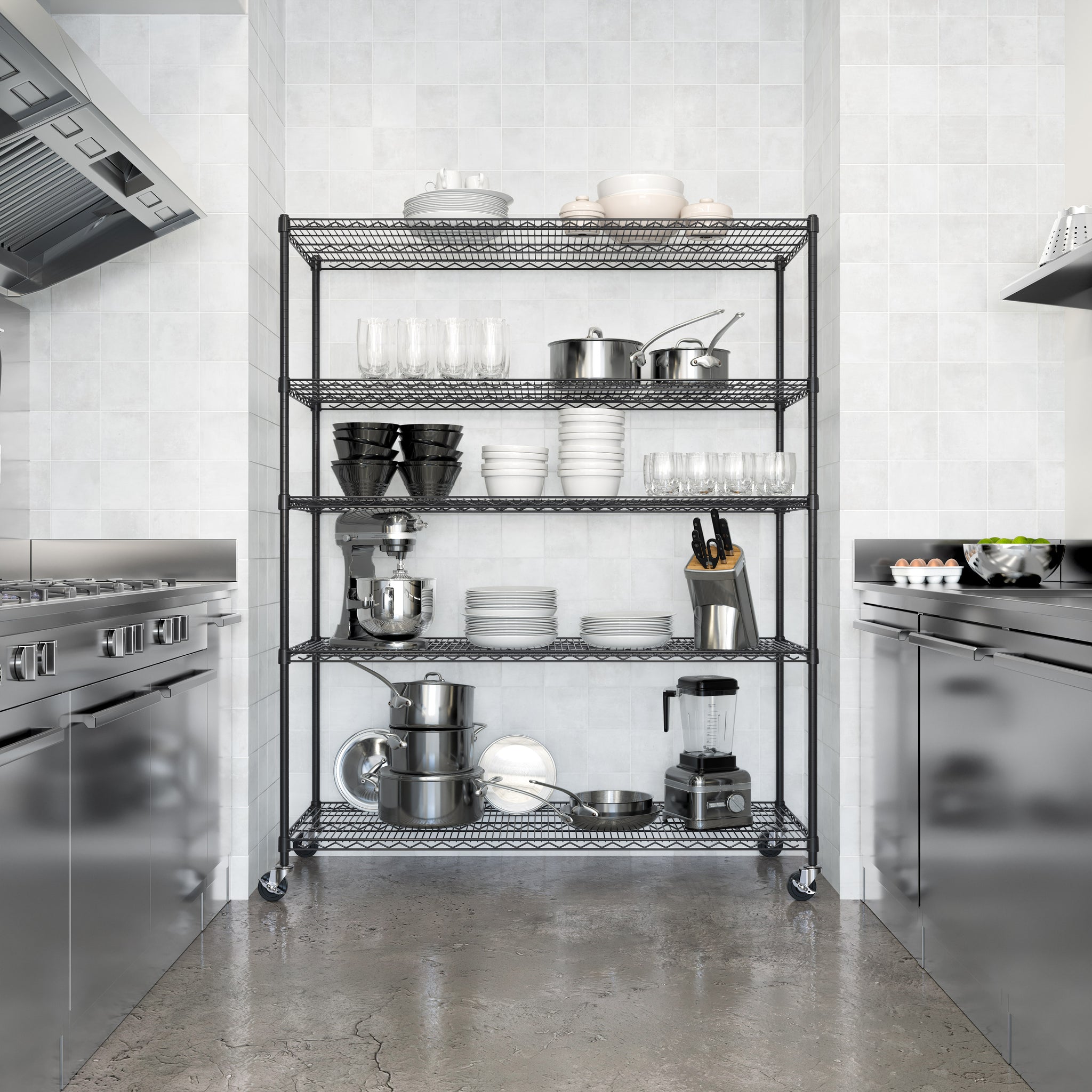 UltraDurable® 5-Tier NSF-Certified Steel Shelving, Black