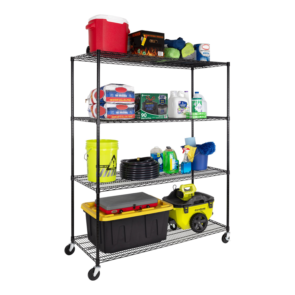 UltraDurable® 4-Tier NSF-Certified Steel Shelving, Black
