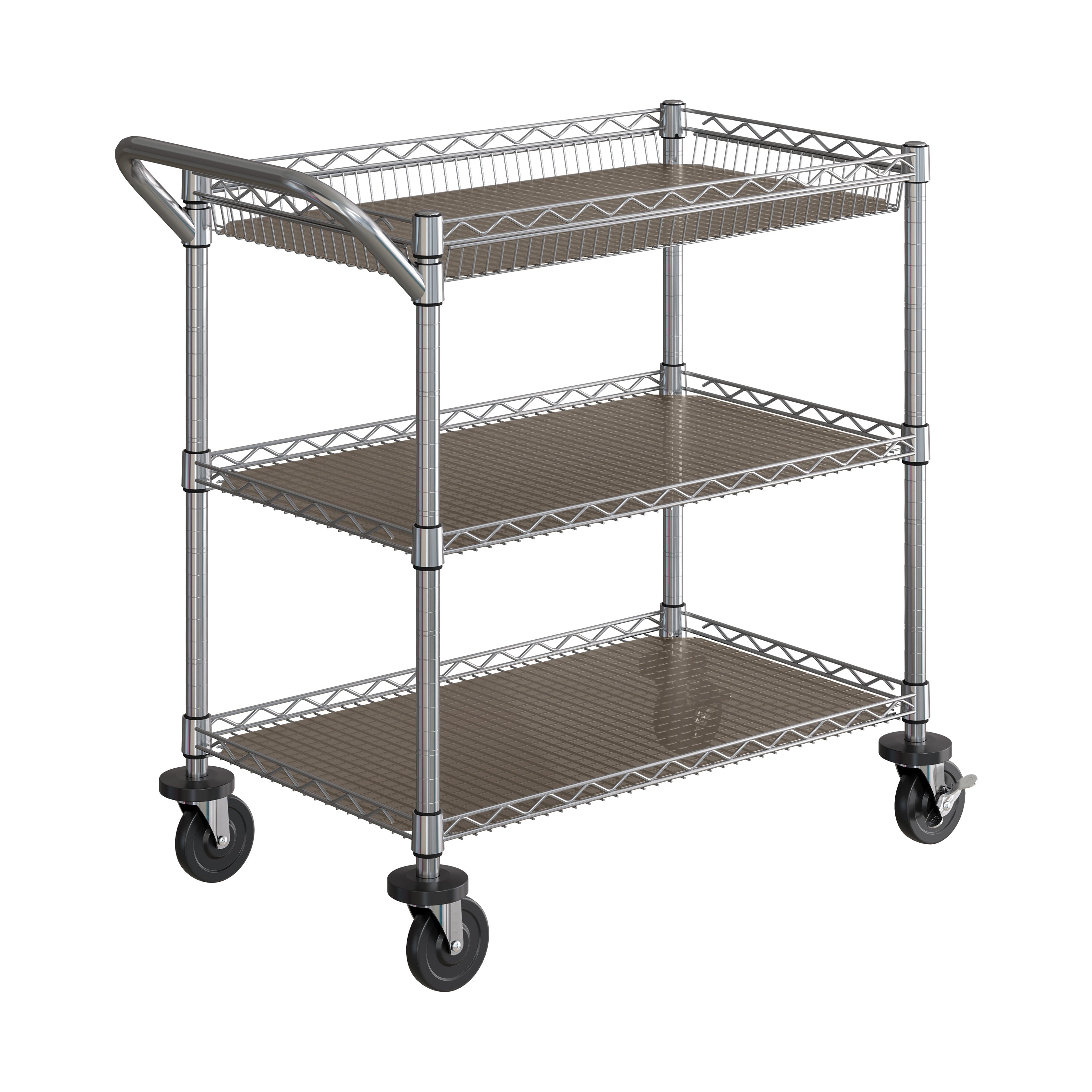 3-Tier NSF-Certified Utility Cart with Shelf Liners