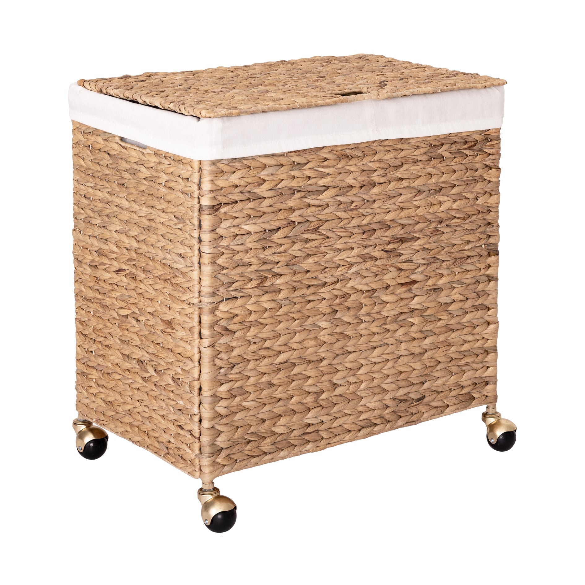 Seville Classics Handwoven Lidded Rolling Laundry Hamper
