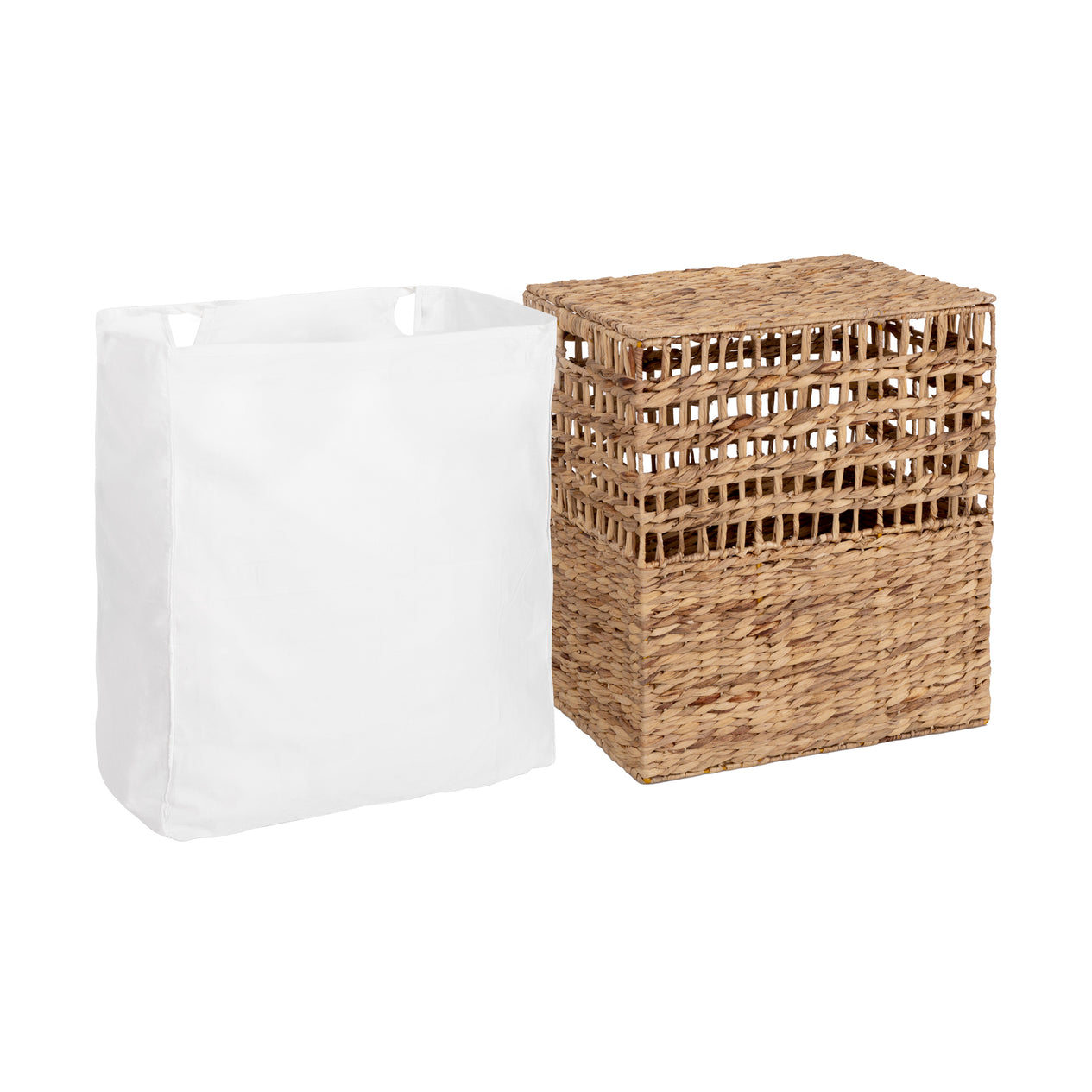 4-Piece Natural Water Hyacinth Handwoven Laundry Hamper and Basket Set