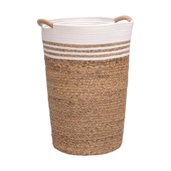 Natural Water Hyacinth and Rope Round Hamper with Liner