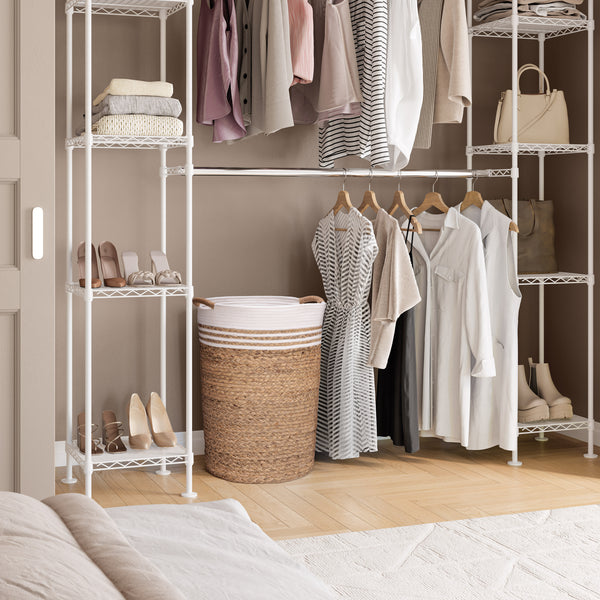 Natural Water Hyacinth and Rope Round Hamper with Liner