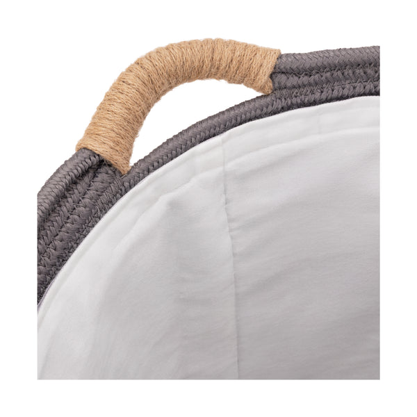 Natural Water Hyacinth and Rope Round Hamper with Liner