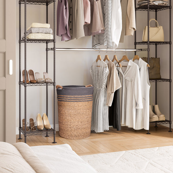 Natural Water Hyacinth and Rope Round Hamper with Liner