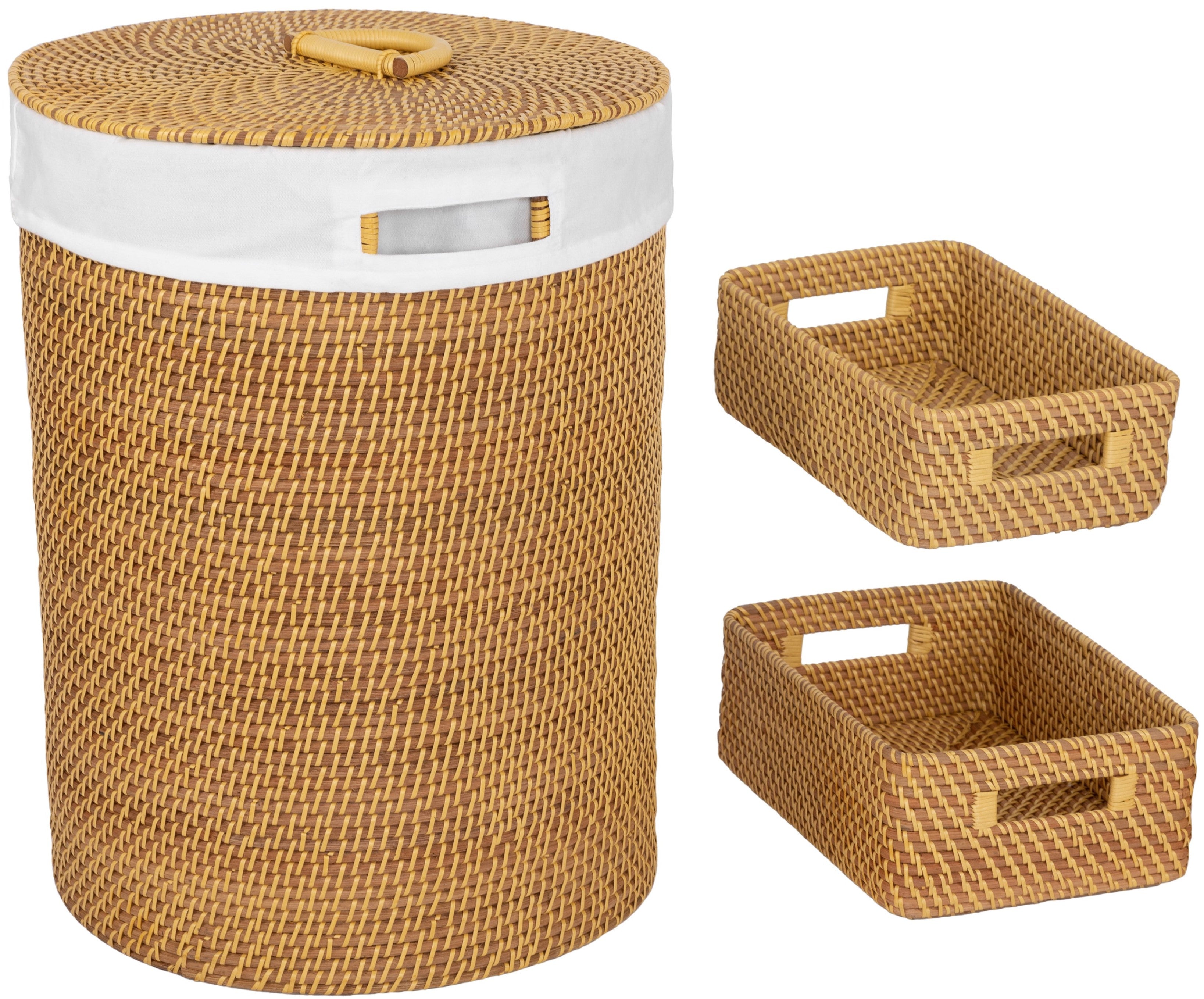 Rattan Laundry Hamper with Lid - Large