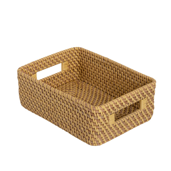 3-Piece Handwoven Rattan Lidded Laundry Hamper Basket Set