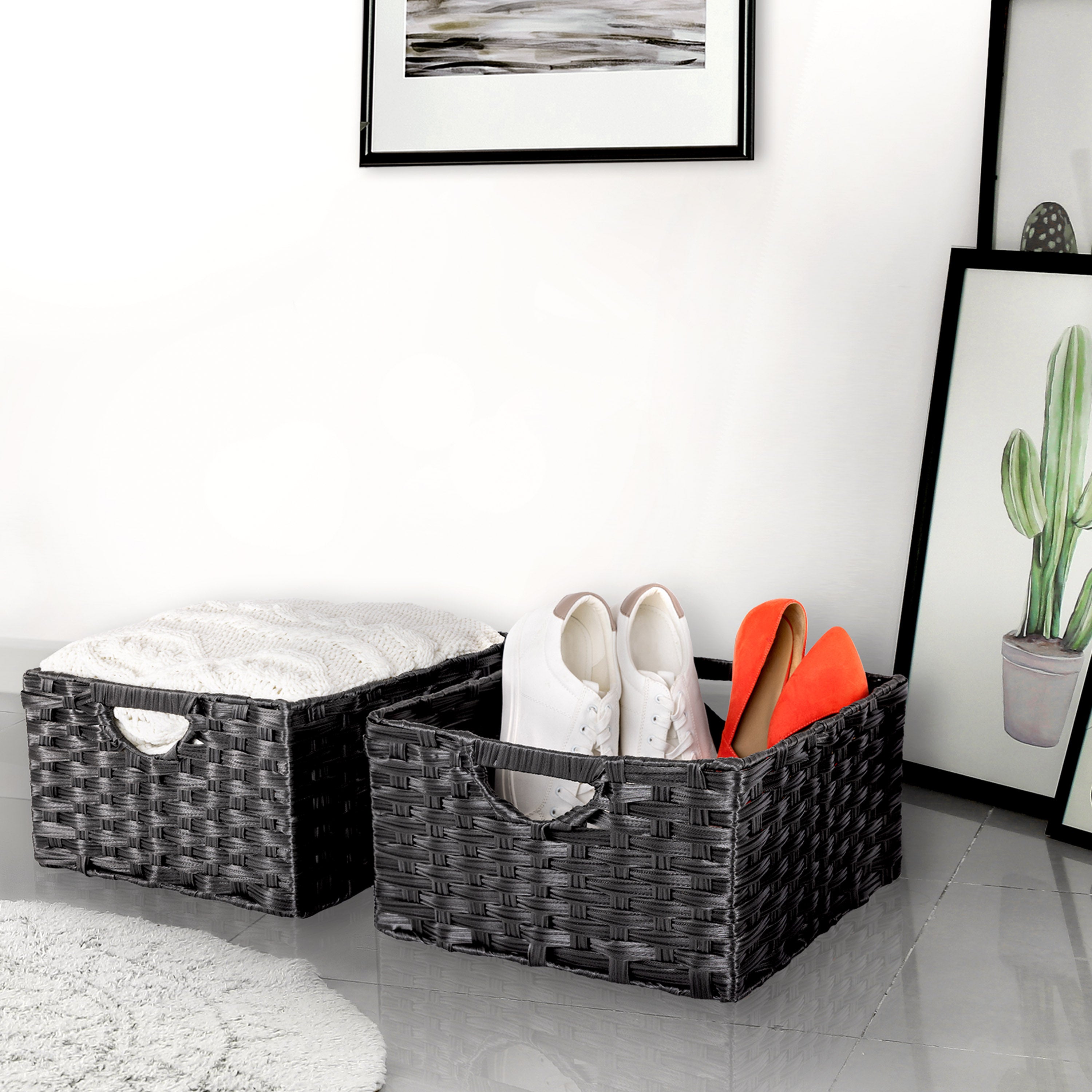 Handwoven Basket (2-Pack), Black