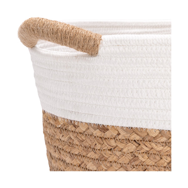 3-Piece Natural Water Hyacinth and Rope Handwoven Basket Set