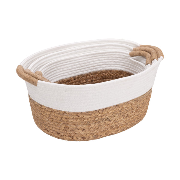 3-Piece Natural Water Hyacinth and Rope Handwoven Basket Set