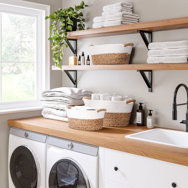 3-Piece Natural Water Hyacinth and Rope Handwoven Basket Set