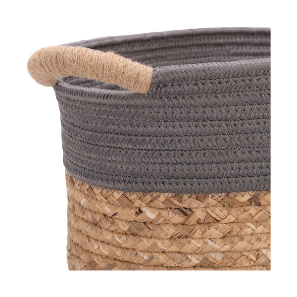 3-Piece Natural Water Hyacinth and Rope Handwoven Basket Set