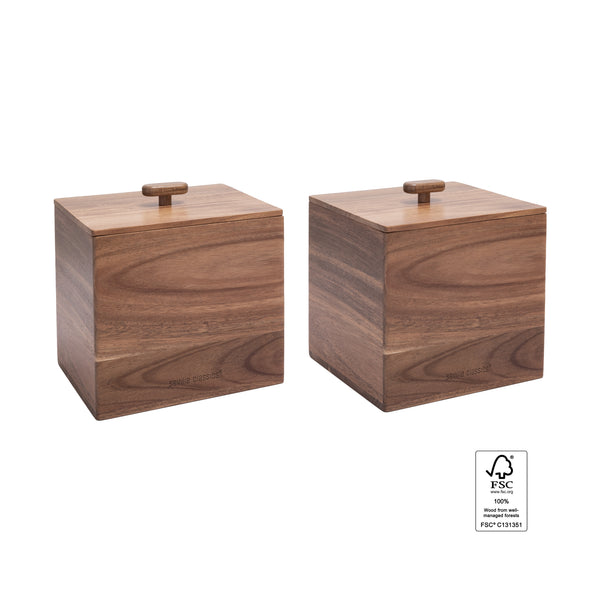 Acacia Wood Lidded Storage Box Set