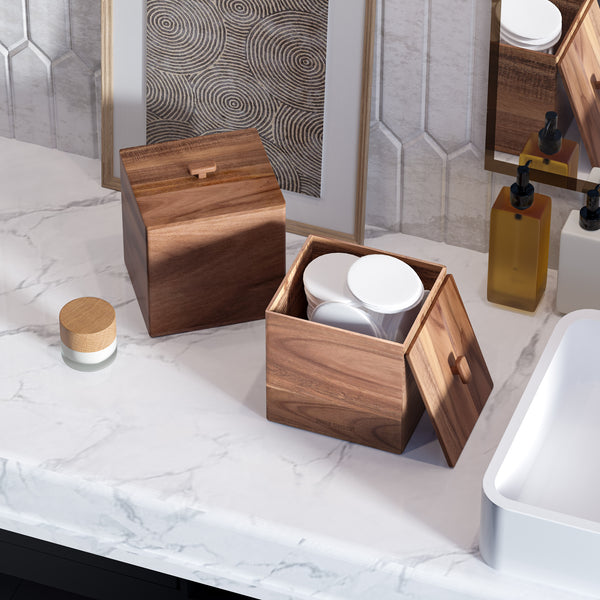 Acacia Wood Lidded Storage Box Set