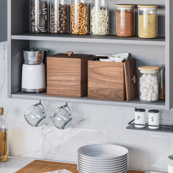 Acacia Wood Lidded Storage Box Set
