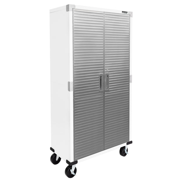 White storage cabinet on white background