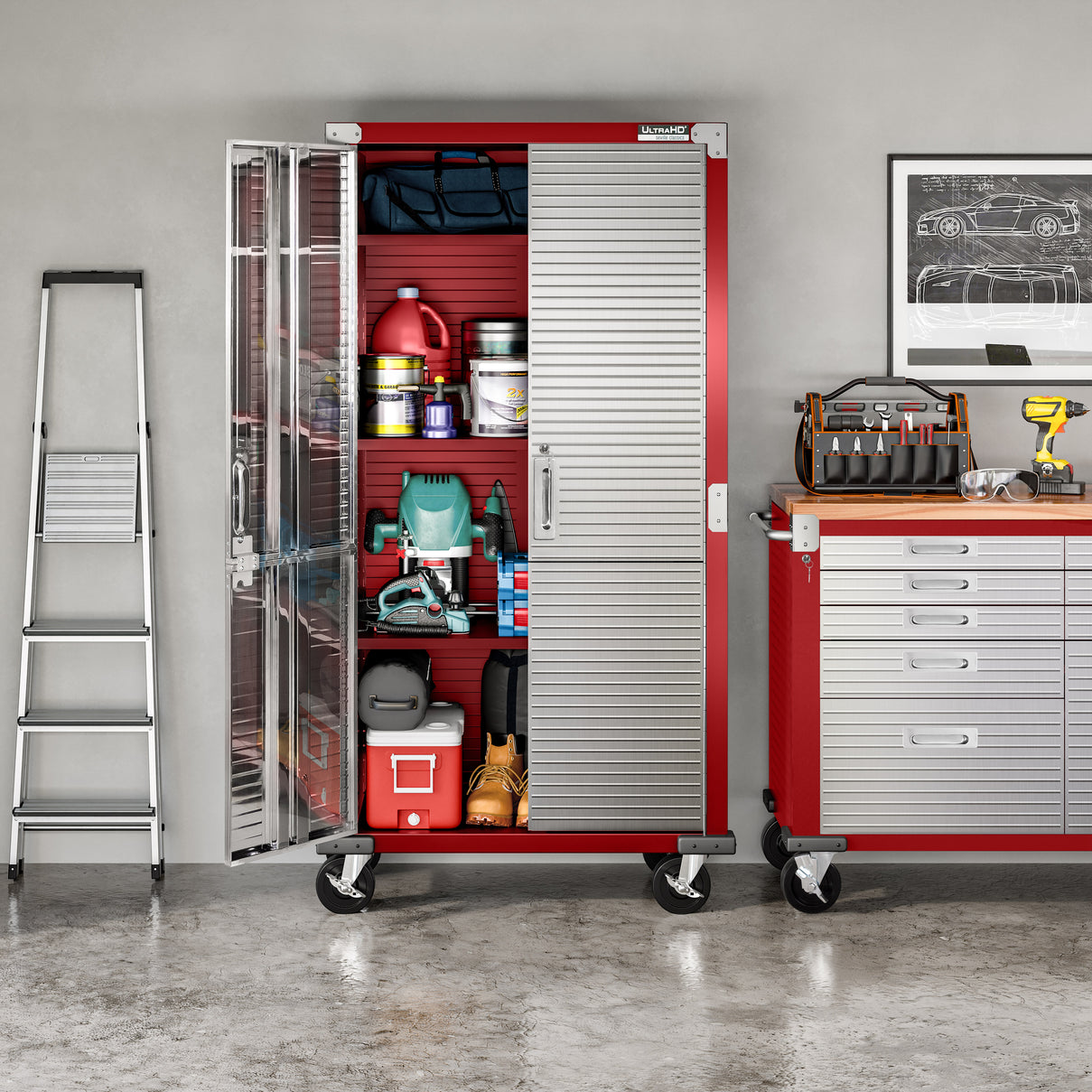 UltraHD® Rolling Storage Cabinet, Red