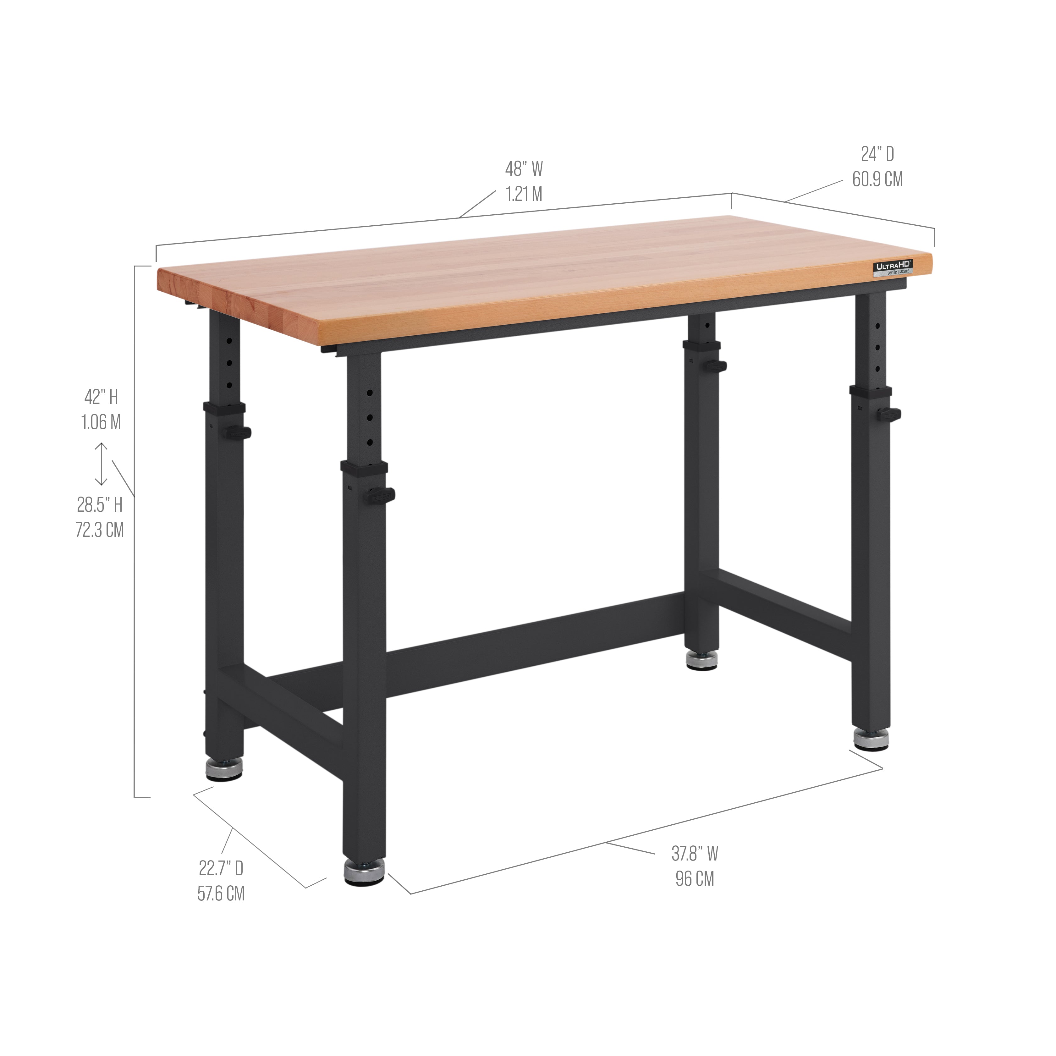 UltraHD® Height Adjustable Workbench, Graphite
