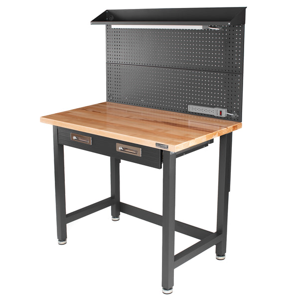 UltraHD® Lighted Workcenter w/ Wood Top and Pegboard