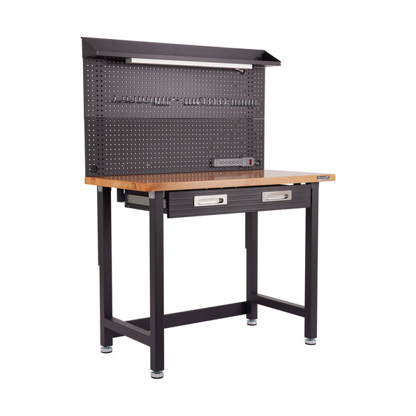 UltraHD® Lighted Workcenter w/ Wood Top and Pegboard