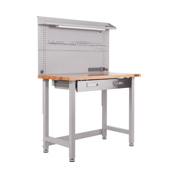 UltraHD® Lighted Workcenter w/ Wood Top and Pegboard